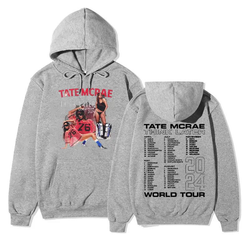 Rapper Tate Mcrae The Think Later World Tour 2024 Hoodie Men Women Hip Hop Sweatshirts Fashion Vintage Harajuku Hoodies Pullover