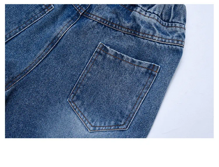 Heißer Verkauf: Blaue Jeans für Teenager-Mädchen mit Cartoon-Print, elastischem Mittelbund, lockerer Passform, Frühlingsmode, niedliche Kinderhose mit weitem Bein. – Detail 13