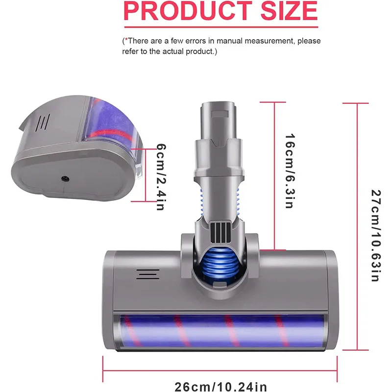 Motorizado Floor Brush Head Tool para Dyson, Soft Sweeper Roller, Aspirador Acessórios, V6, DC58, DC59, DC61, DC62