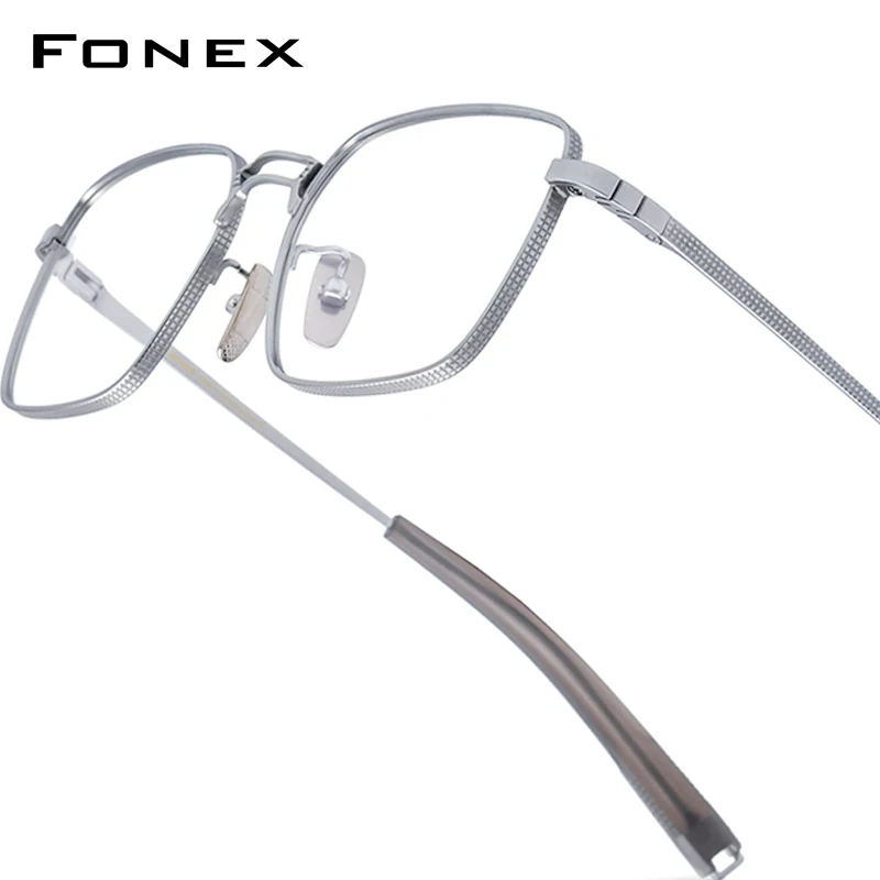 FONEX Titanium Glasses Frame Men New Brand Design Square Eyeglasses Male High Quality Ultralight Japanese Custom Eyewear MRX8827