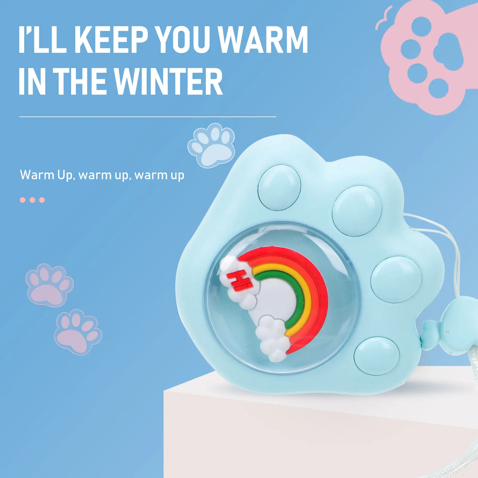 

Грелка для рук в форме кошачьей лапы, быстрое нагревание за 3 секунды, многоразовая, портативная, зимний аксессуар для улицы, мультяшный дизайн