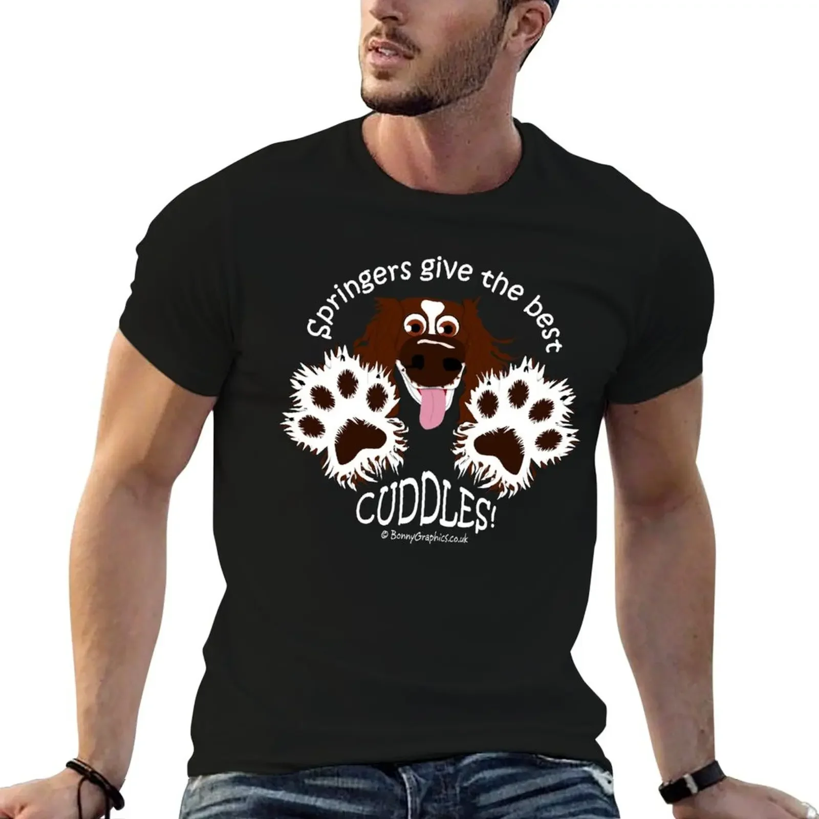 Best cuddles springer spaniel liver white T-Shirt football t shirt cute tops blanks tshirts for men