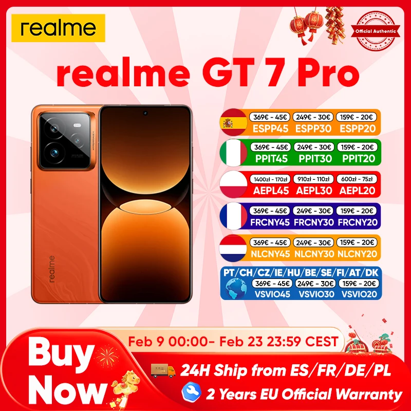 realme-Smartphone avec Snapdragon 8, version globale, Smartphone avec GPS NDavid, Snapdragon 8, Elite 6.78, 120Hz, cuillère à soupe, écran OLED, 120W SUPERVOOC, appareil photo 50MP, 7 Pro, 5G