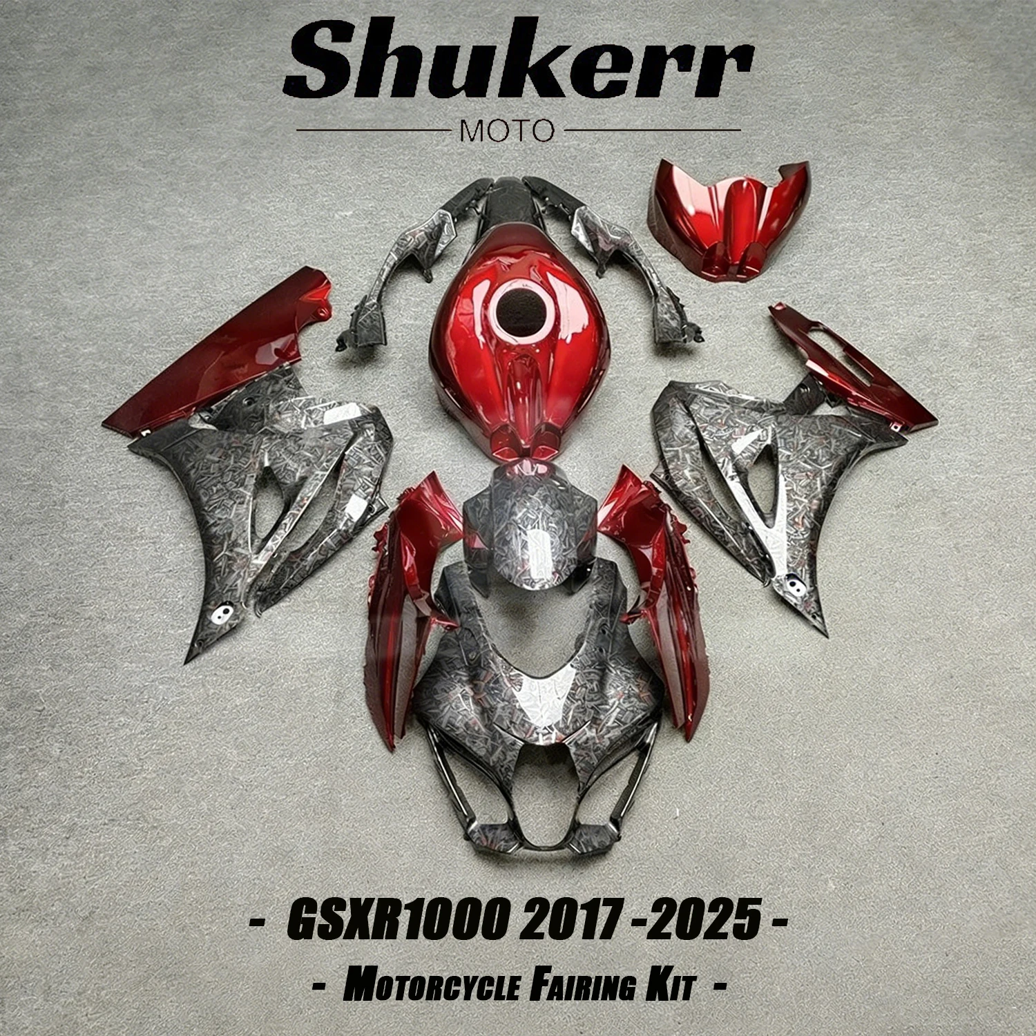 

Fit for Suzuki Gsxr1000 K17 2017-2025 L7 Forged Carbon Fiber Plastics Fairing Kit Injection Mold Bodywork Panel Kit Black Red 24