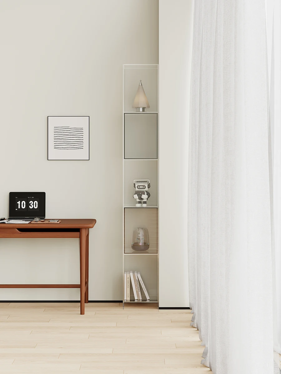 &Acrylic Ultra-thin Light Luxury Artistic Floor-standing Integrated Bookshelf Very Narrow 20cm Storage Cabinet Home Furniture