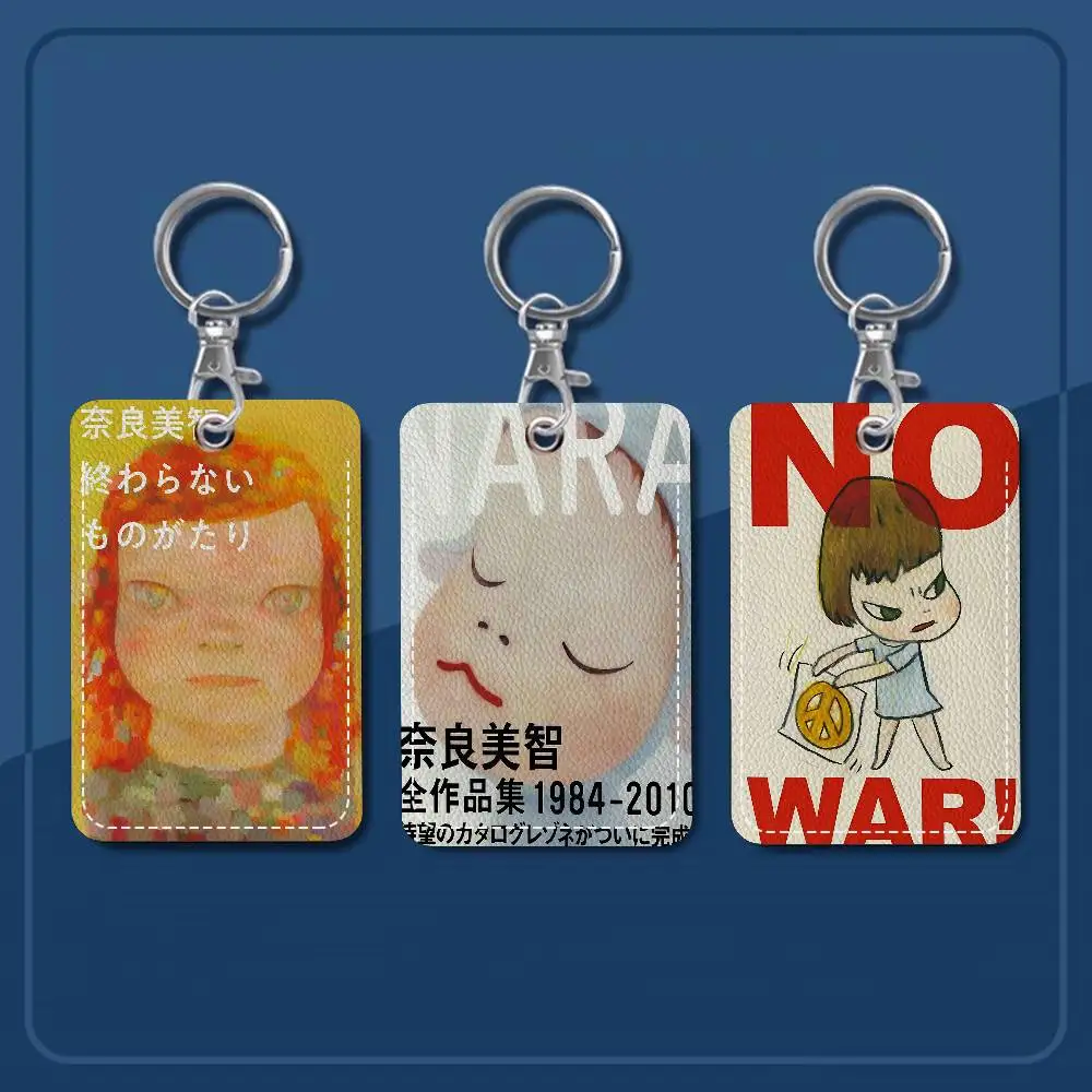 Y-YoshitomoS-Nara Rectangle Keychain Card Holder, Badge Credit Card Holder, Student ID Card Holder, Bus Cards Cover