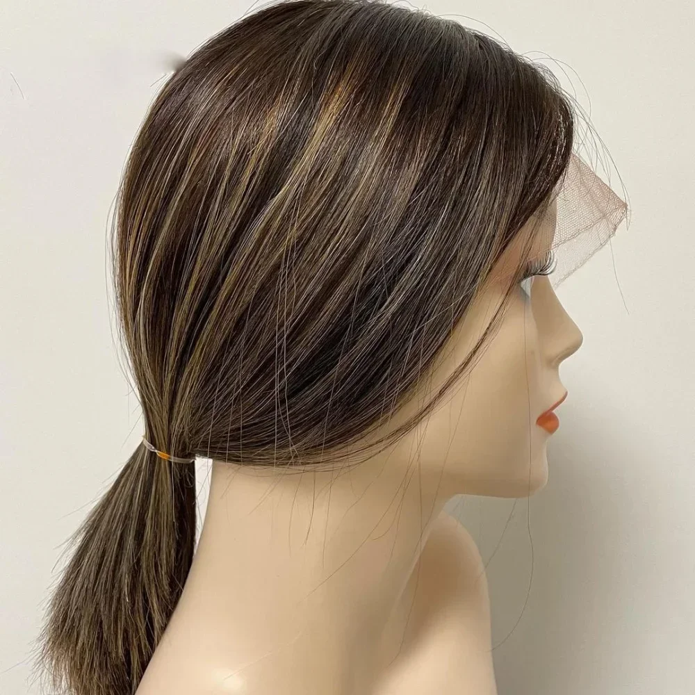 تمييز أشقر مستقيم طويل 14 بوصة 5x5 قاعدة الحرير باروكة من شعر طبيعي يهودي مع شعر الطفل HD الدانتيل الشعر الأوروبي قبل قطعها غلويليس #2