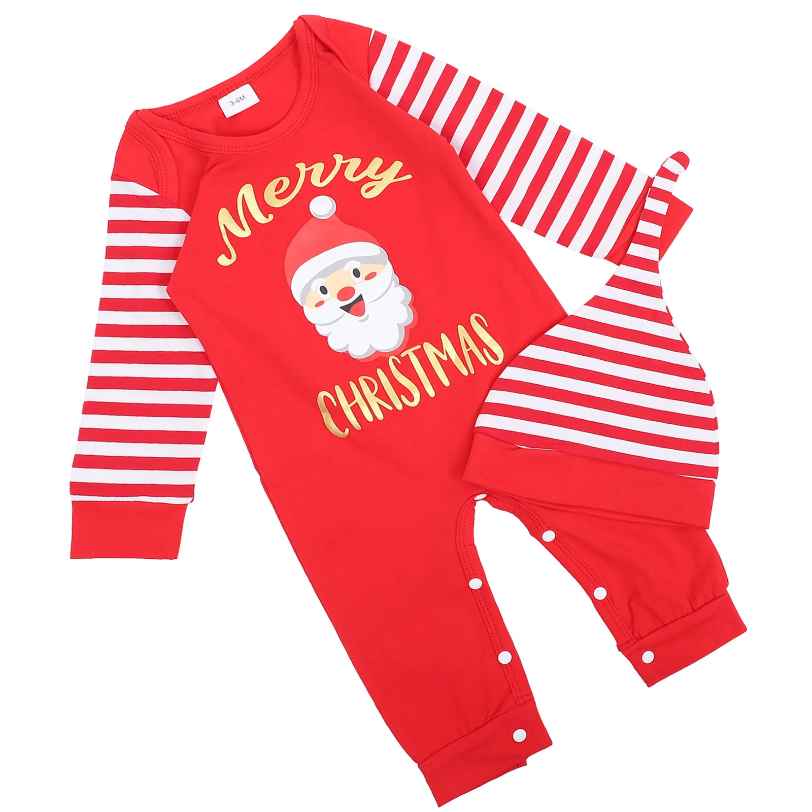 

Christmas Toddler Romper Santa Pattern Long Sleeve Baby Jumpsuit Xmas Clothes Natural Friendly Comfortable Skin
