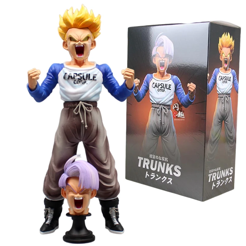 Figuras de acción de Dragon Ball Z, juguetes de DBZ Trunks, estatuilla de Manga con dos cabezas, 25cm, modelo de adorno periférico, regalo para niños