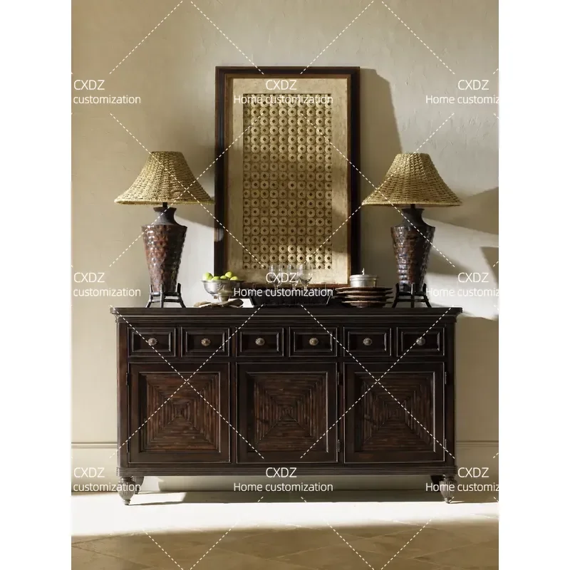 Simple Rural Classical All Solid Wood Dining Room Furniture Sideboard Buffet Cabinet Storage Decorative Cupboard Customizable