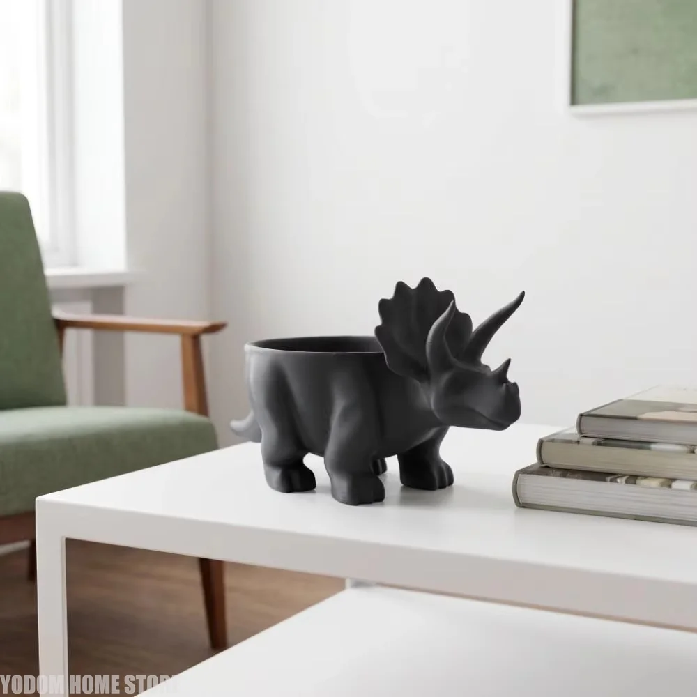Animal Figurine 3D Printed Dinosaur Flowerpot Desktop Decoration Ornaments Small Storage Funny Mini Flower Pot Balcony