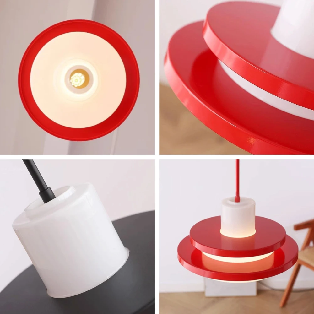 Retro UFO Shape Led Chandelier Nordic Iron Glass Pendant Lamp Dining Living Room Bedroom Home Indoor Decor Modern Pendant Light