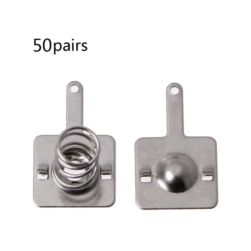 50 Pairs AA or AAA Battery Positive to Negative Conversion Silver Tone Metal Spring Contact Nickeling Plate Replacement