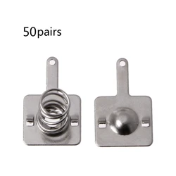 50 Pairs AA or AAA Battery Positive to Negative Conversion Silver Tone Metal Spring Contact Nickeling Plate Replacement