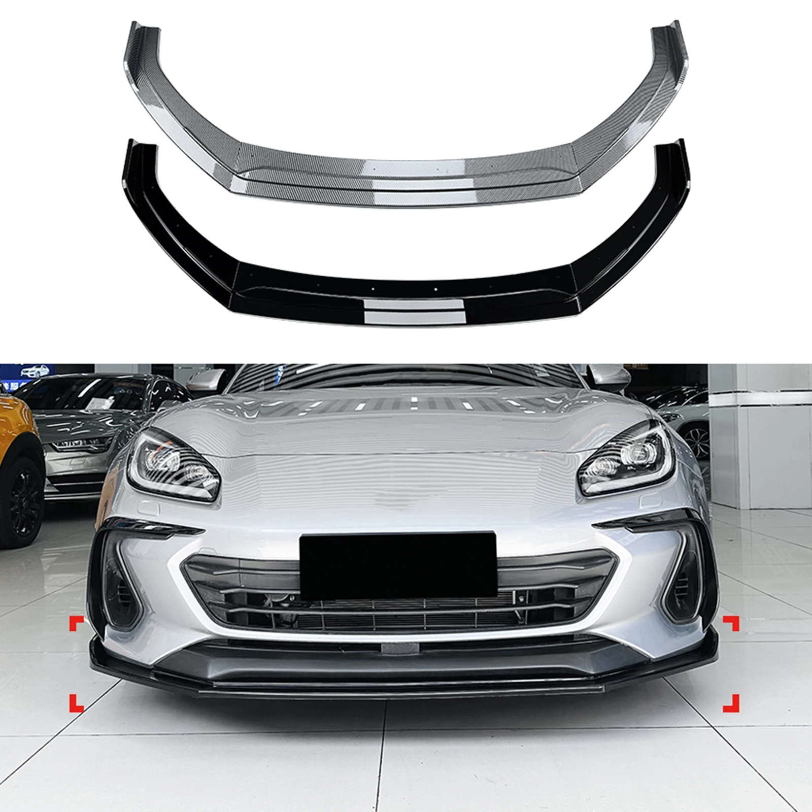 

Front Bumper Spoiler Lip For Subaru BRZ 2022 2023 2024 Coupe 2-Door Carbon Fiber Look/Gloss Black Lower Protector Splitter Blade