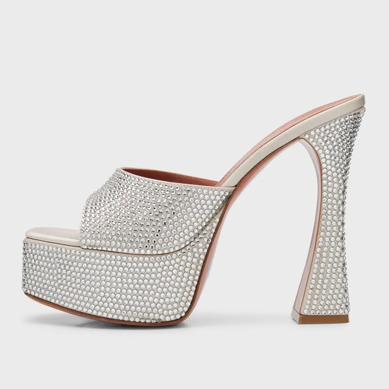 Plataforma strass sandálias de dedo aberto couro nubuck salto alto puxar em sapatos femininos sandalias mujer verano chaussure femme