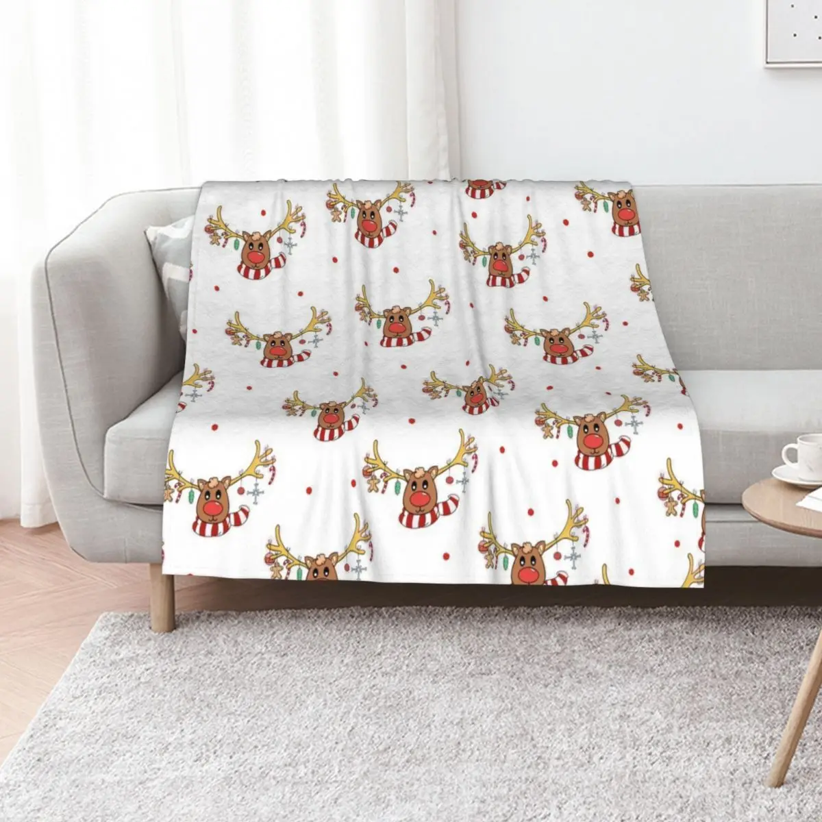 christmas reindeer Throw Blanket Outdoor Soft Blanket for Picnic Beach Camping