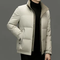 Chaqueta corta de plumón con cuello levantado, ropa de diseñador para hombre, acolchada, invierno, nuevo en abrigos, saco informal para hombre, 2025