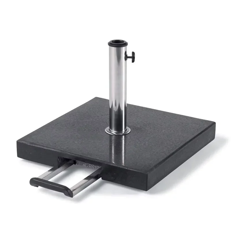 40kg Granite Marble Patio Umbrella Stand Heavy Duty Square Base with Stainless Steel Handle for Outdoor Garden
