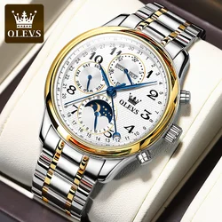 OLEVS 6667 Business Automatic Mechanical Men Wristwatch Multifunctional Stainless Steel Strap Waterproof Watches For Men