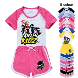 NINJA KIDZ Kids Clothes Summer Baby Girls T shirt Pants Set Boys Casual Short Tops Suit toddler Children pajamas clothes