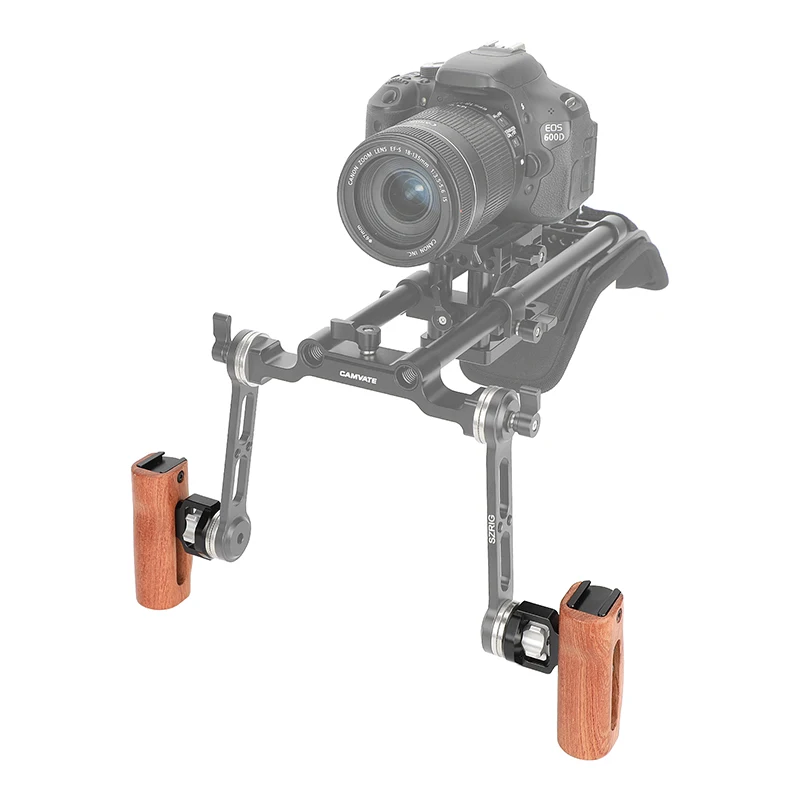 Kayulin Camera Wooden Handgrip With ARRI-Style Rosette M6 Male Mount And Cold Shoe for Sony Dslr Cage Shoulder Rig