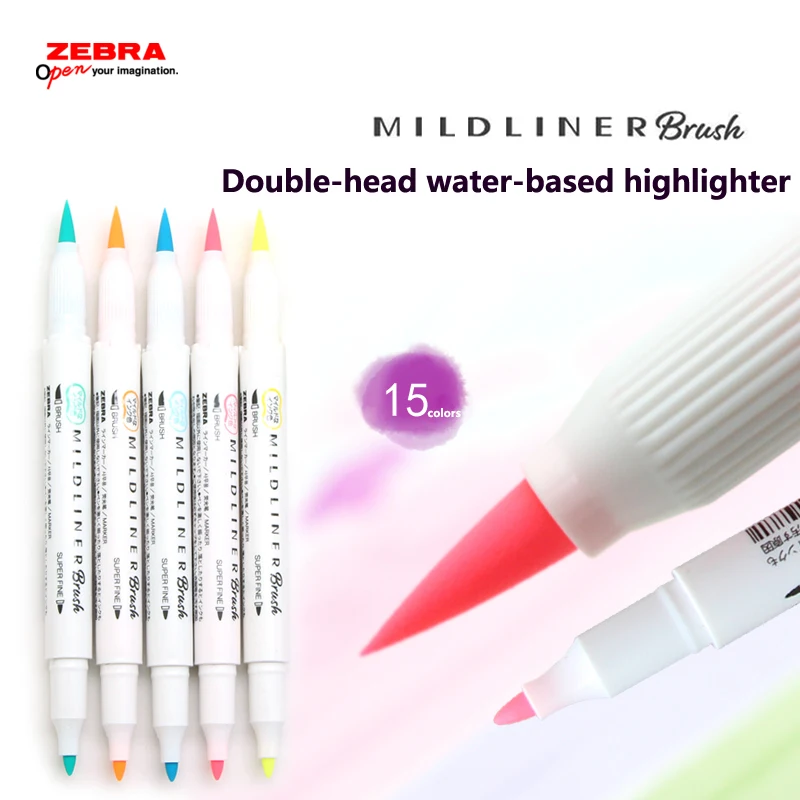 Zebra WFT8 Mild Liner Highlighter Pen Double Headed Art Brush Pen Marker Pens for Painting Marker Supplies Japanese Stationery