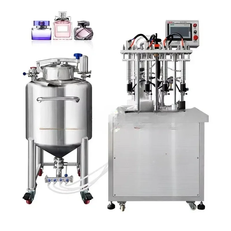 

Semi-automatic PLC 4-head Spray Perfume Filling Pneumatic Perfume Bottle Vial Spray Vacuum Bottle Filler