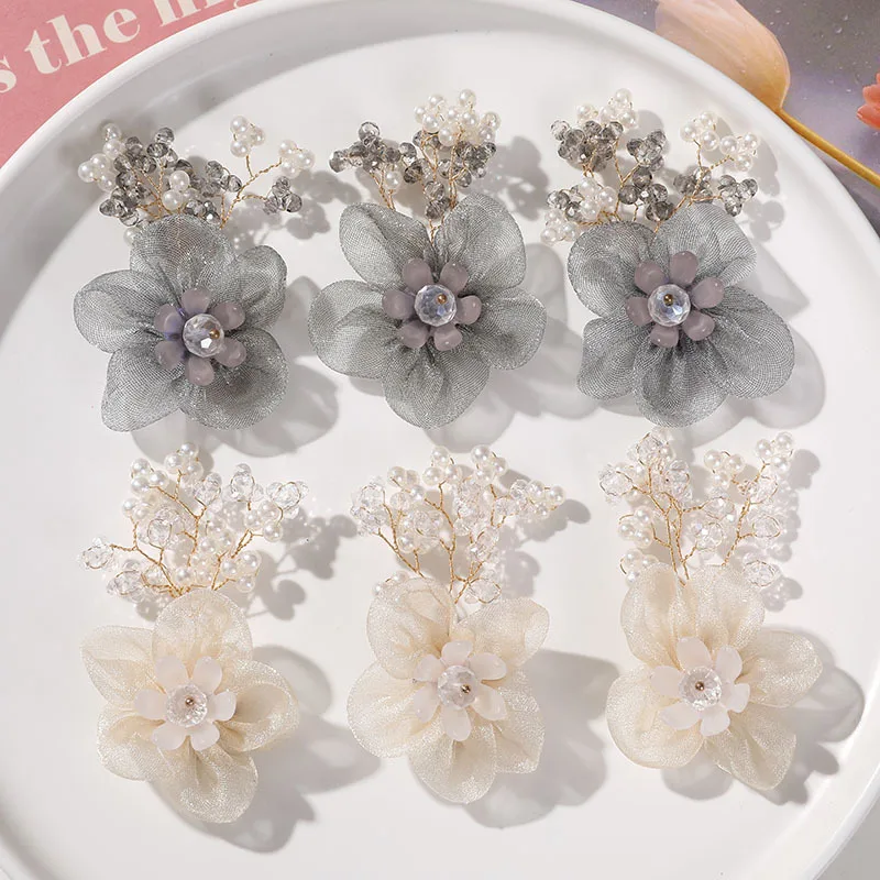 One Piece Handwoven Pearl Crystal Mesh Flower Shoe Charms for Jelly Clogs Ethereal Gentle DIY Removable Buckle