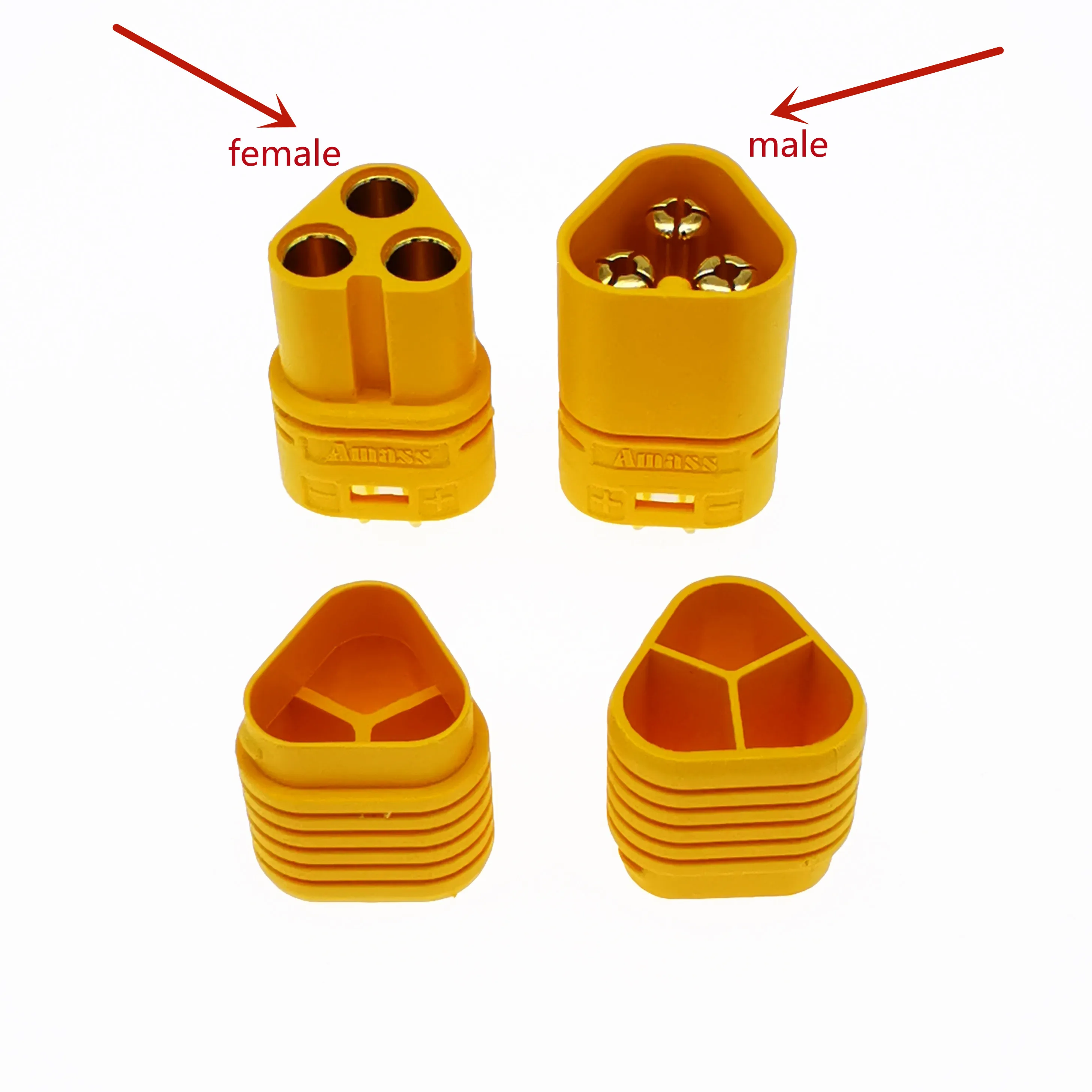 Original Amass MT60-F/M male and female three-core plug battery controller model airplane gold-plated connector