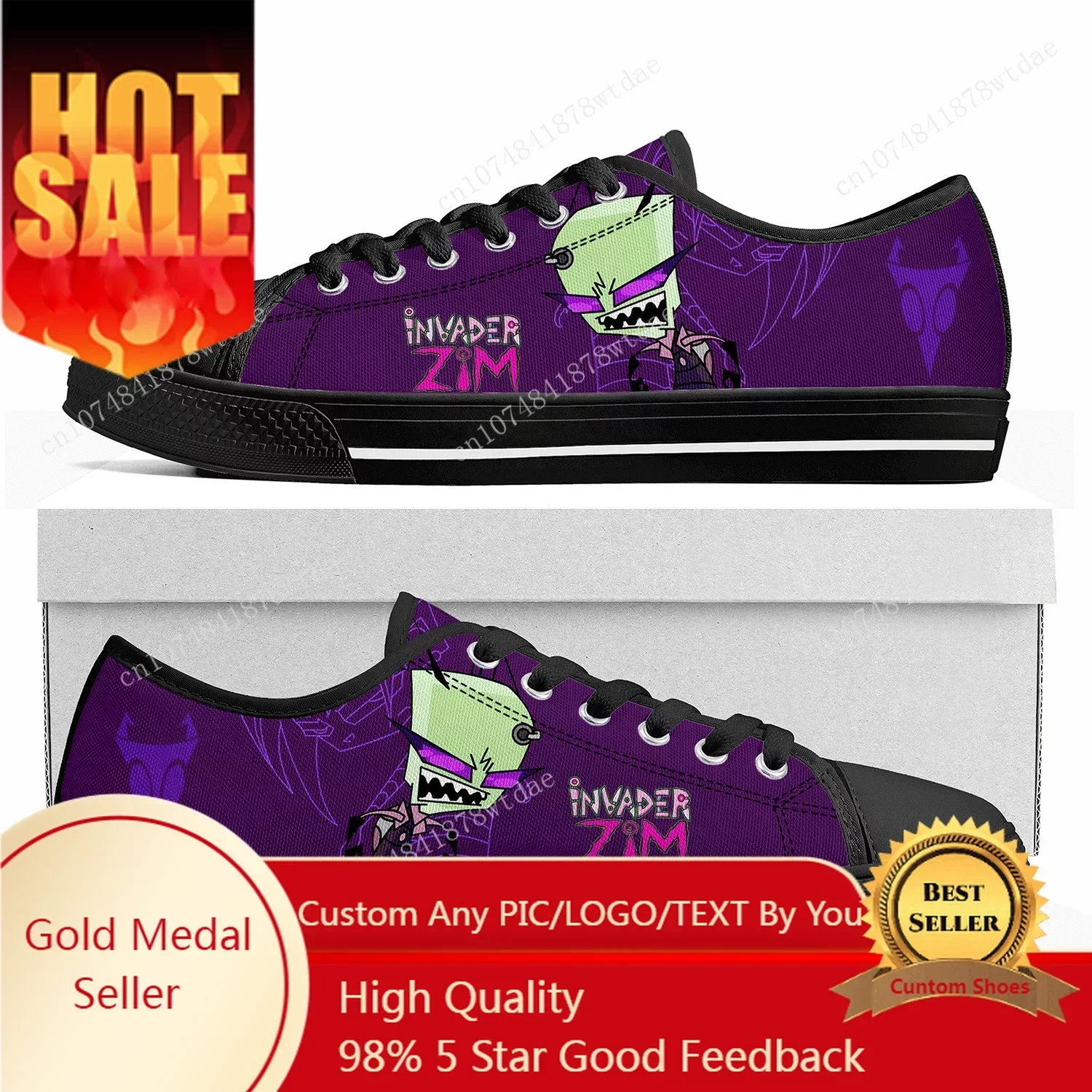 

Zim Low Top Sneakers Womens Mens Teenager Invader High Quality Canvas Sneaker Casual Anime Cartoon Manga Comics Customize Shoes