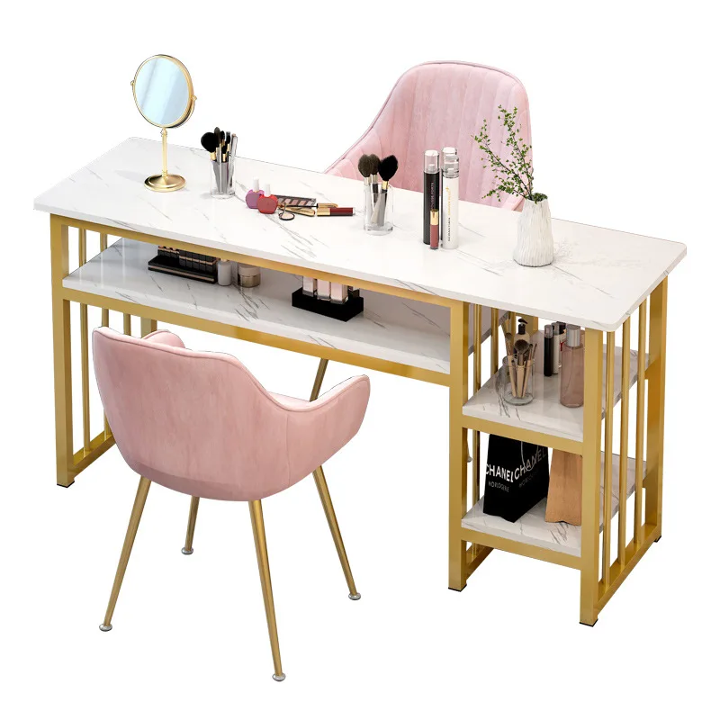 Modern Minimalist Ins Economical Nail Salon Marbled Wood Table Chair Japanese Light Luxury Single Double Manicure Tables Mesas