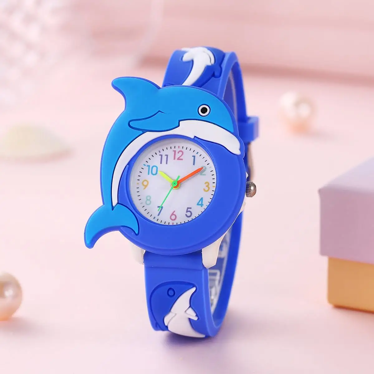 Cartoon Children's Watch Silicone 3D Student Cute Quartz Watch Dolphin Pattern Watch