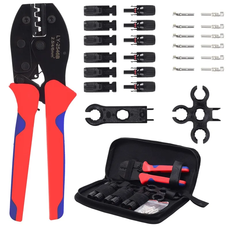 

Набор зажимов для обжима солнечных батарей MC4 для соединителей фотоэлектрических кабелей 2,5/4,0/6,0 мм, 2 инструмента для обжима солнечных панелей, 27 шт.