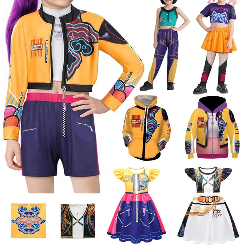 

Kpop Demon Hunters Kids Costume COS Girls' Huntrix Clothing Rumi Zoey Mira Role Playing Set Halloween Stage Performance Dress
