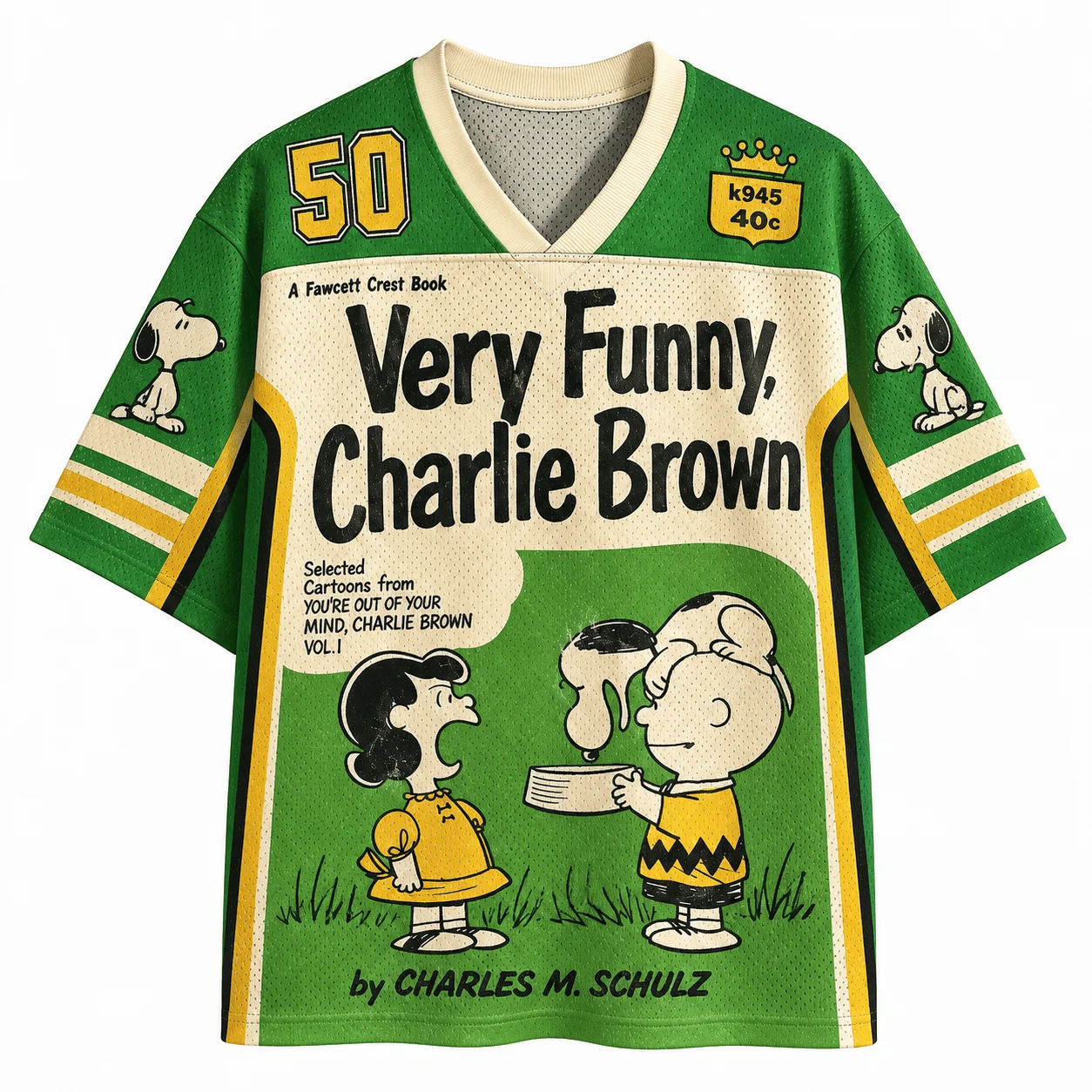 Peanut Comics Charlie Brown Retro Comic Cover Theme Mesh V-neck Shirt Unisex American Retro Comic Illustration