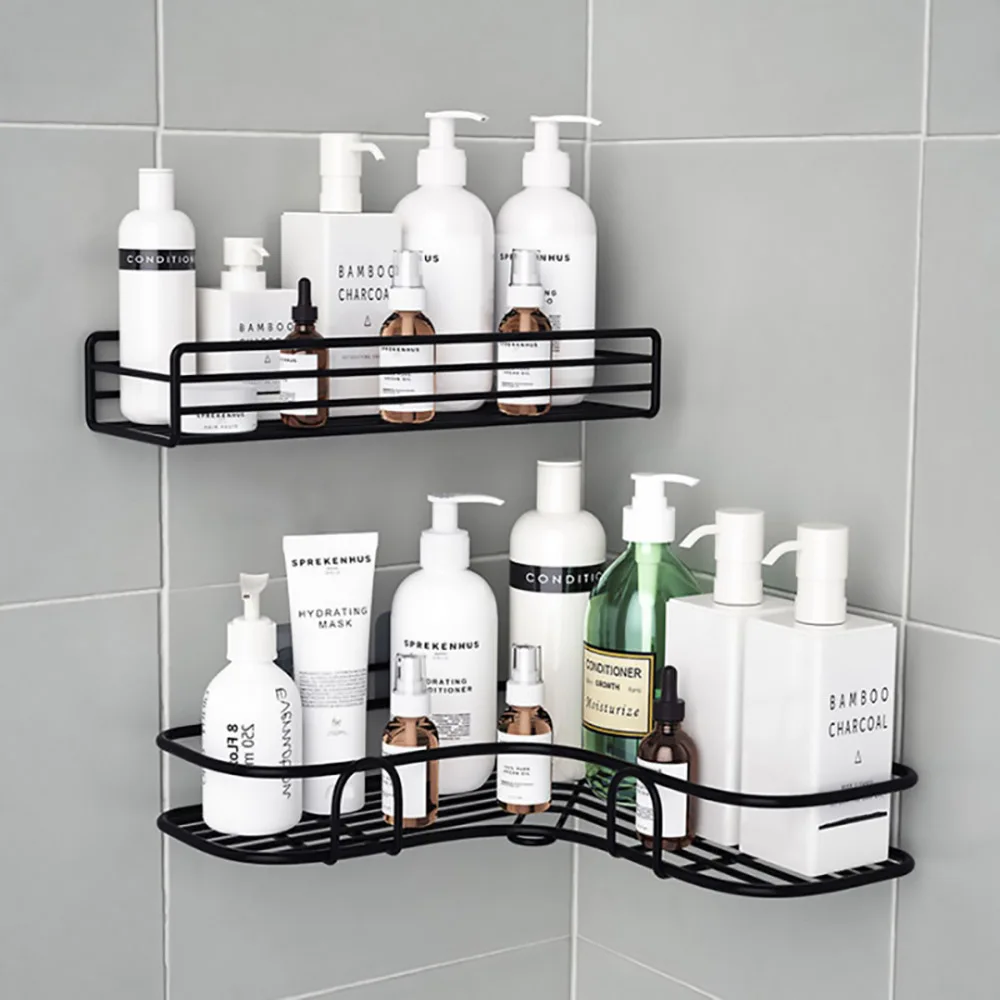 1/2PCS Bathroom Metal Shelf No-Drill Metal Corner Shelf Shower Storage Shelf Bracket Bathroom Accessory Organizer Shampoo Shelf