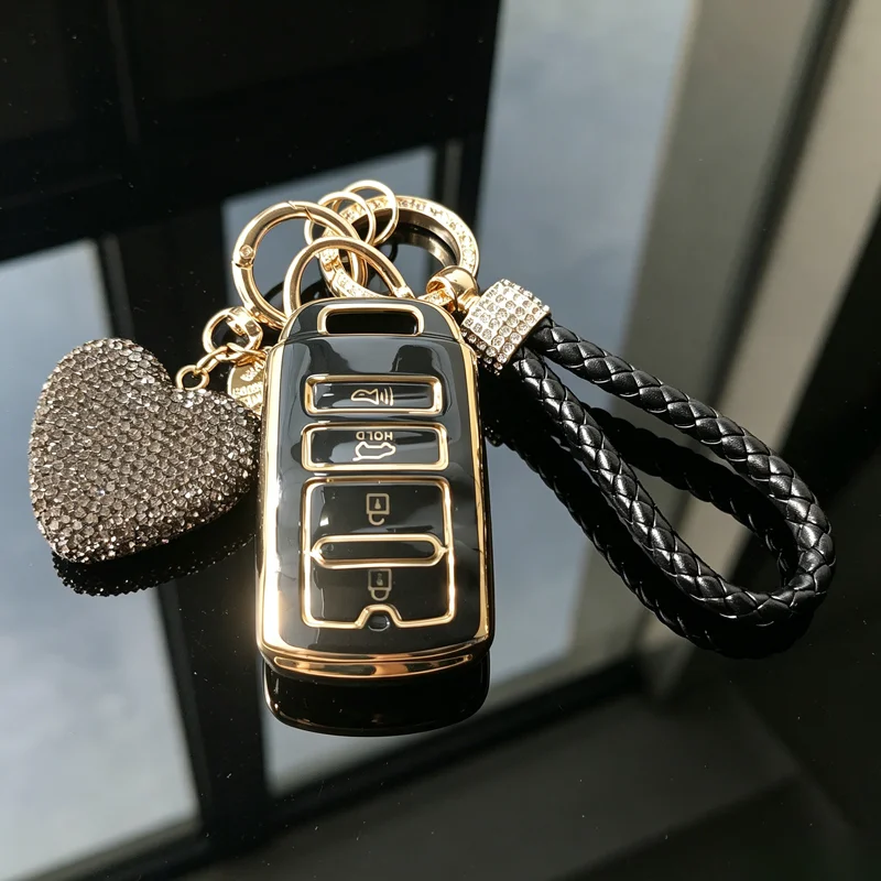 Gold Edged TPU for Kia Cadenza Sorento New K7 Key Shell K900 K9 K7 K04 2017 2018 2022 4 Button Remote Car Key Case Cover Fob Bag