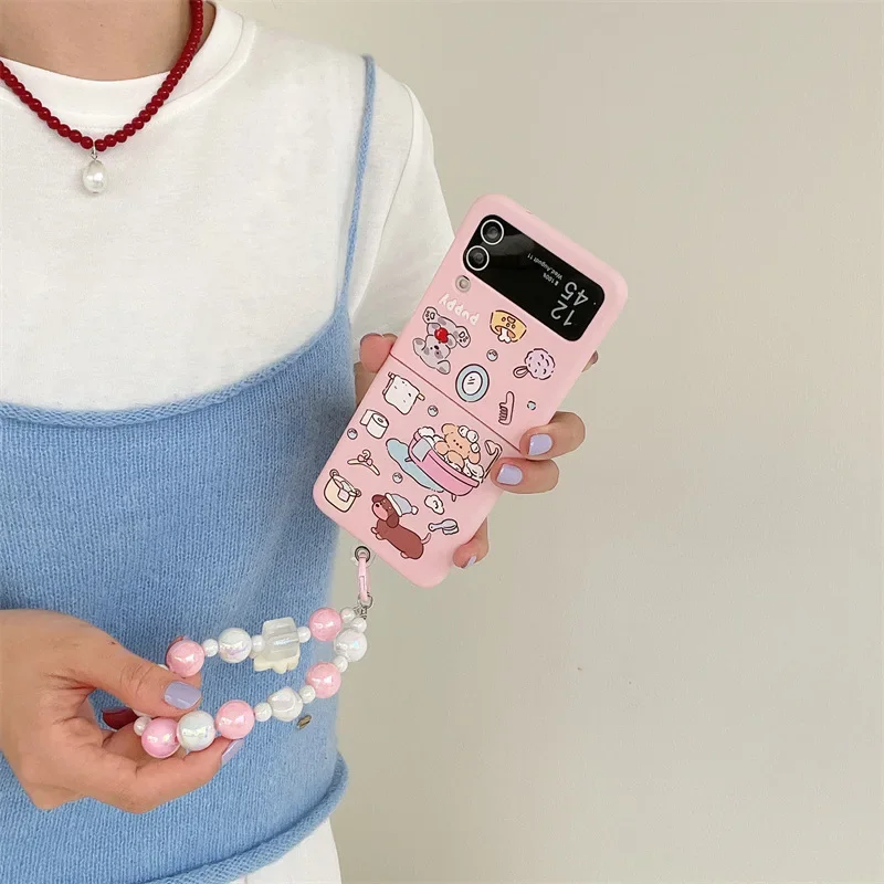 Funda de teléfono de perro de baño para Samsung Galaxy Z Flip 3 Z Flip 4 Z Flip 5 Hard PC Back Cover para ZFlip5 Case Shell