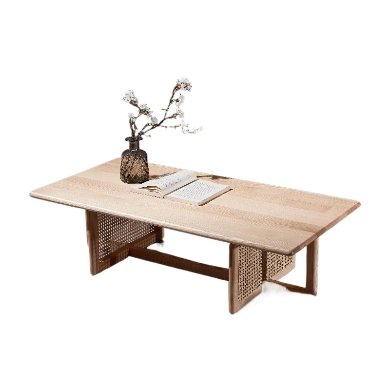 

Nordic coffee table solid wood Japanese simple small apartment living room balcony household log tea table Nordic