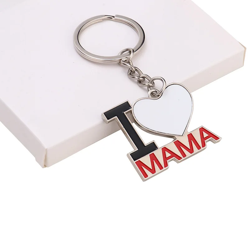 Sublimation Blank Keychain Creative Love MAMA&PAPA Letters Keychain For Customized Mon Dad Gift