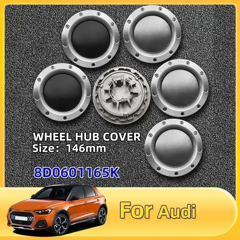 

4pcs 146mm 8D0601165K Grey Black Wheel Center Hub Caps Rim Caps Emblems Badge logo for audi Quattro TT A2 A3 A4 A8 S6 Q5 Q7 RS6