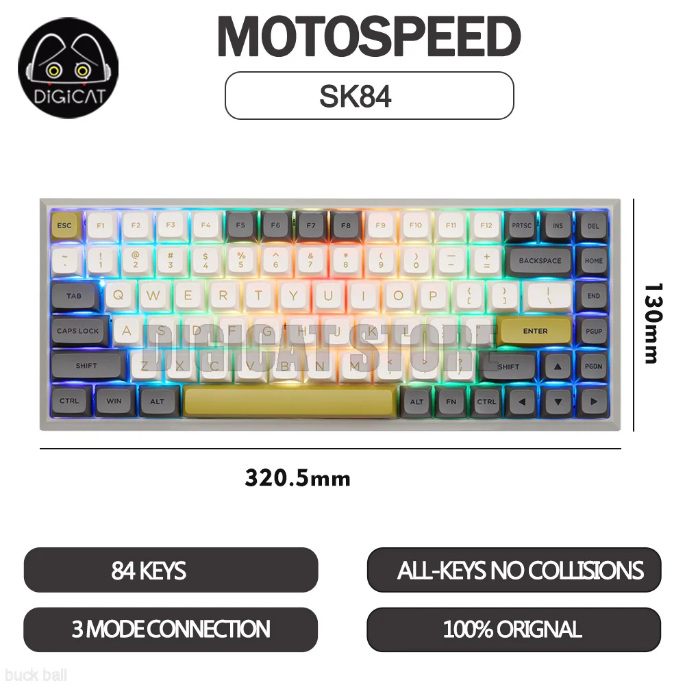 

Механическая игровая клавиатура MOTOSPEED SK84 с 84 клавишами, 3 режима, 2,4 ГГц/USB/Bluetooth, беспроводная клавиатура с горячей заменой, RGB подсветкой, Игровая клавиатура