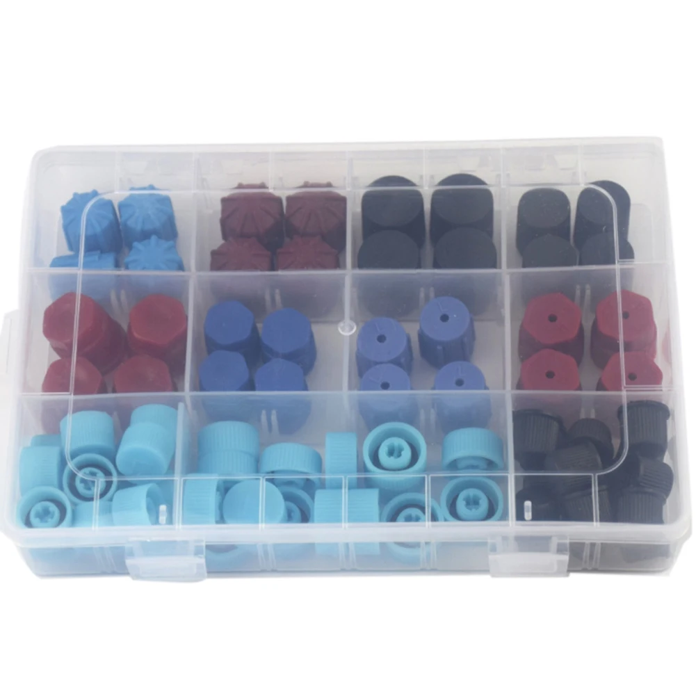 Car Auto R134A 77Pcs AC A/C System Valve Core Dust Caps Set Air Seal HOT