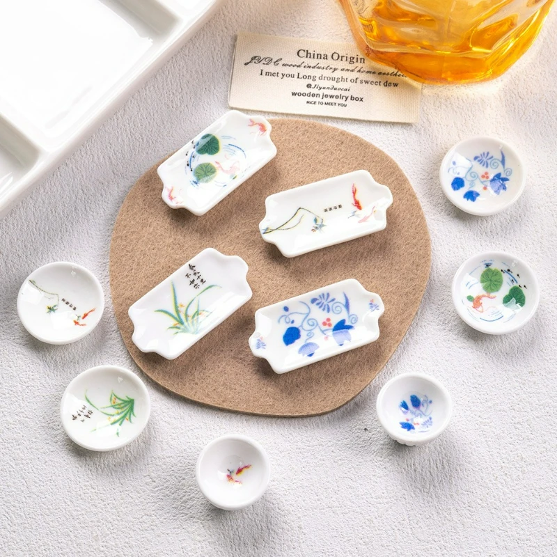 10/15/20PCS Miniature Cute Resin Plate Dollhouse Decor Creative Chinese DIY Accessories Dinner Plate Fairy Garden Ornament New