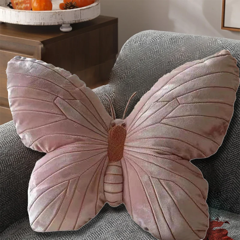 Cute Maiden Pink Butterfly Throw Pillow Cushion Plush Soft Stuffed Animals Lifelike Butterfly Throw Pillow Cushion Home Decor image 3