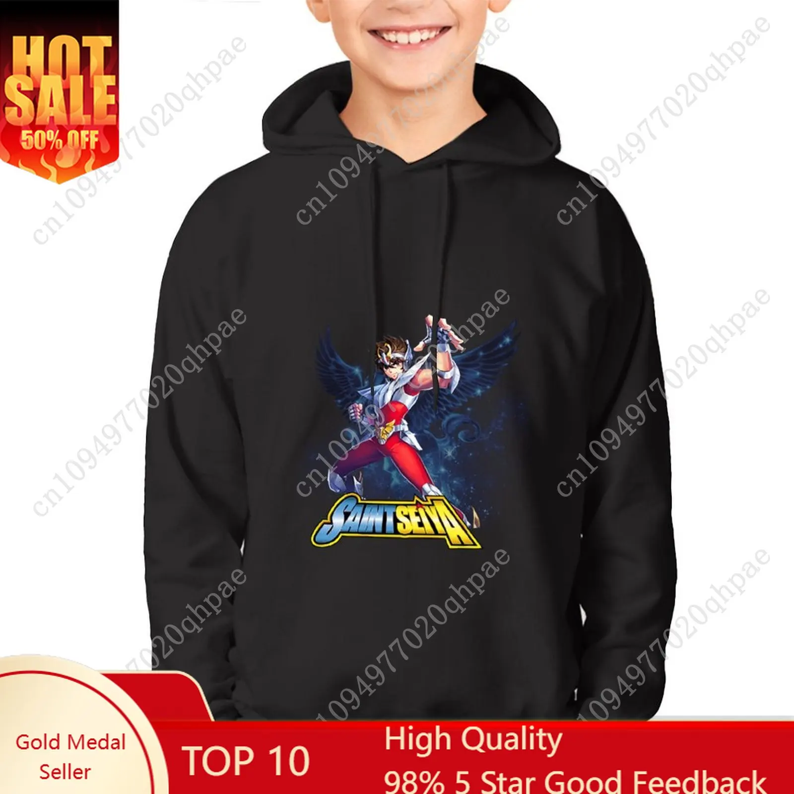 

Толстовка Saint Seiya для мальчиков и девочек, детская хлопковая толстовка высокого качества, легкие и удобные топы на заказ, весенне-осенние топы