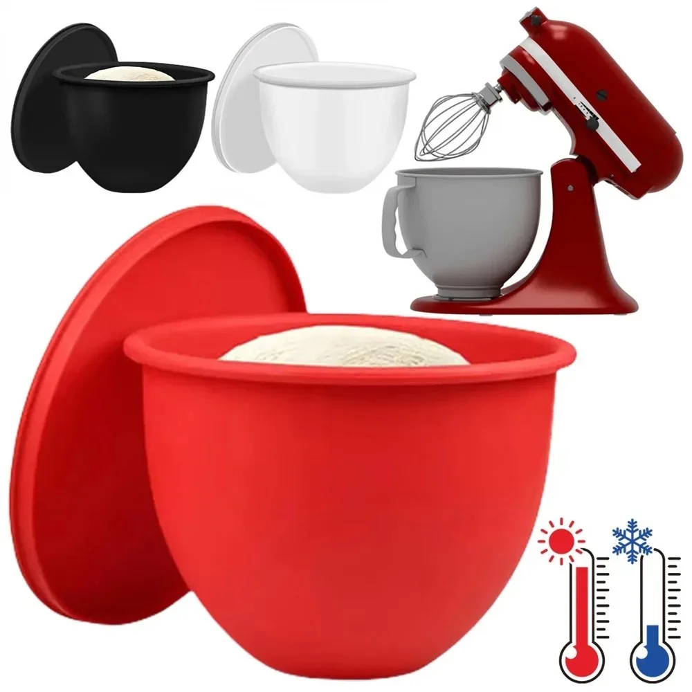 For Kitchen Aid Tilt-Head 5 Qt Mixer Silicone Liners with Lid Mixer Bowls Reusable Mixer Attachment Kitchen Baking Accessories