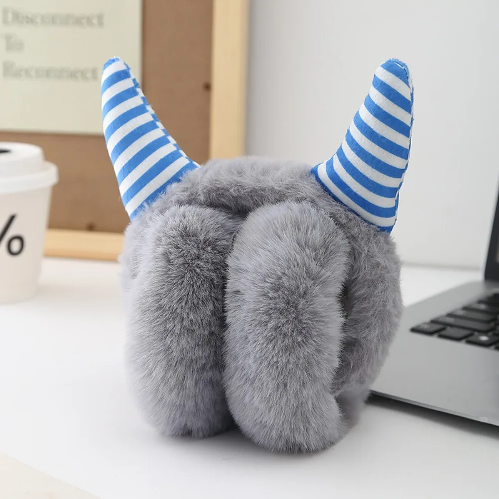 Creative Cute Horns Rabbit Ear Warm Earmuffs Rabbit Ear Plush Ear Cover Keep Warm Cold Protection Windproof Ear Cap Outdoor