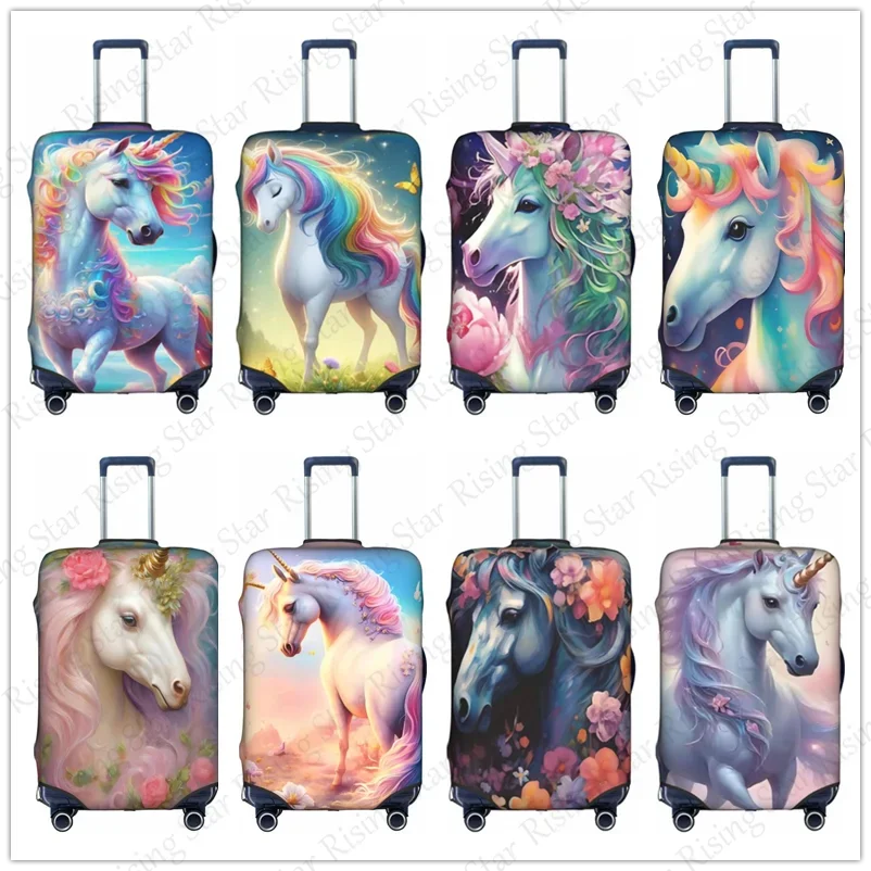 

Thick Elastic Luggage Protective Cover Zipper For 18-32 inch Bag Suitcase Cover Travel Unicorn with Flower animal Accessories